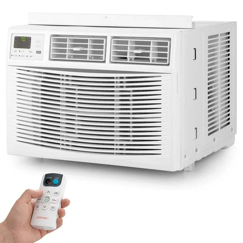 Quiet window air conditioner with 10,000 BTU, remote control, Eco mode, Energy Star certified, 3-in-1 unit with dehumidifier