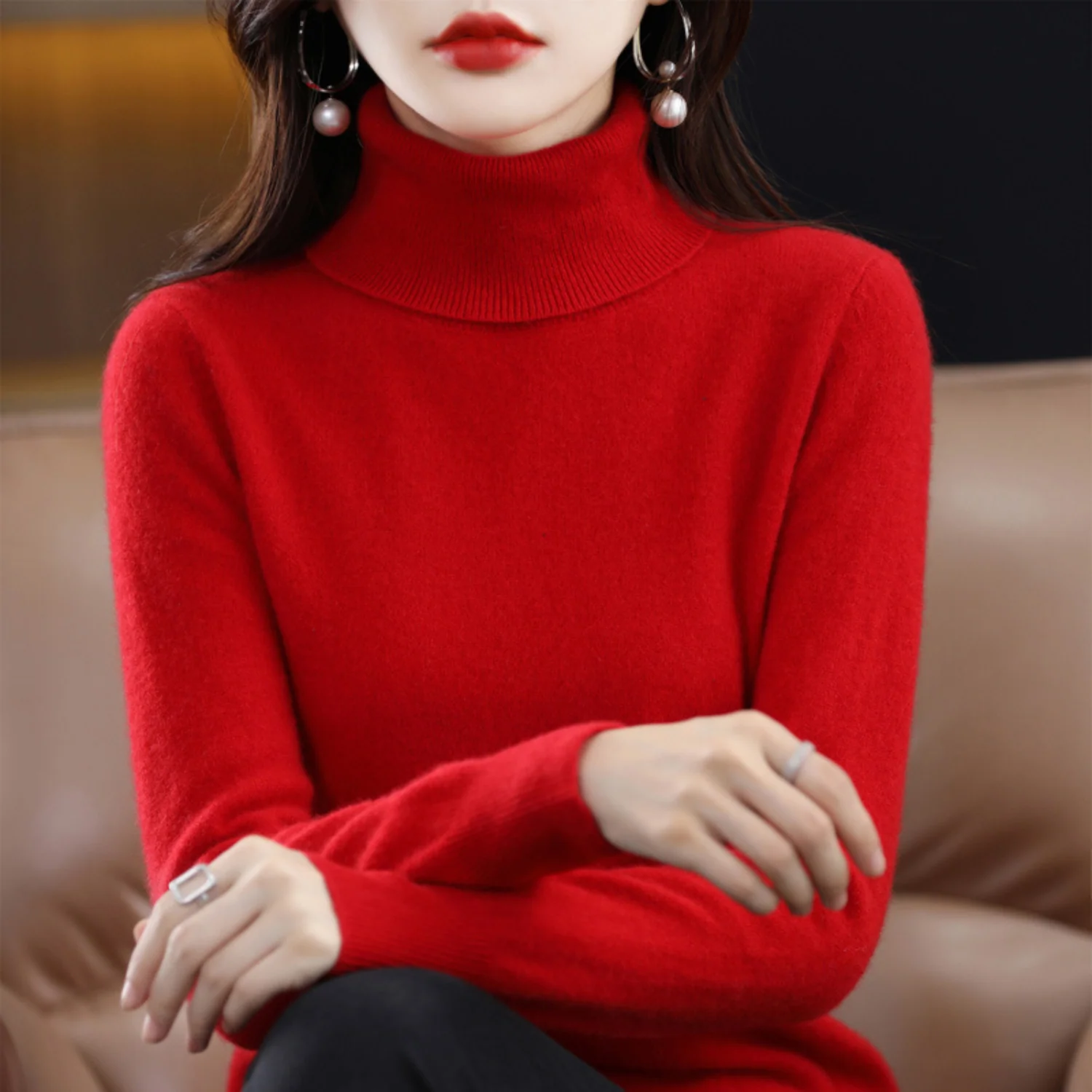 Women��s Turtleneck Sweater Slim Fit Lightweight Design