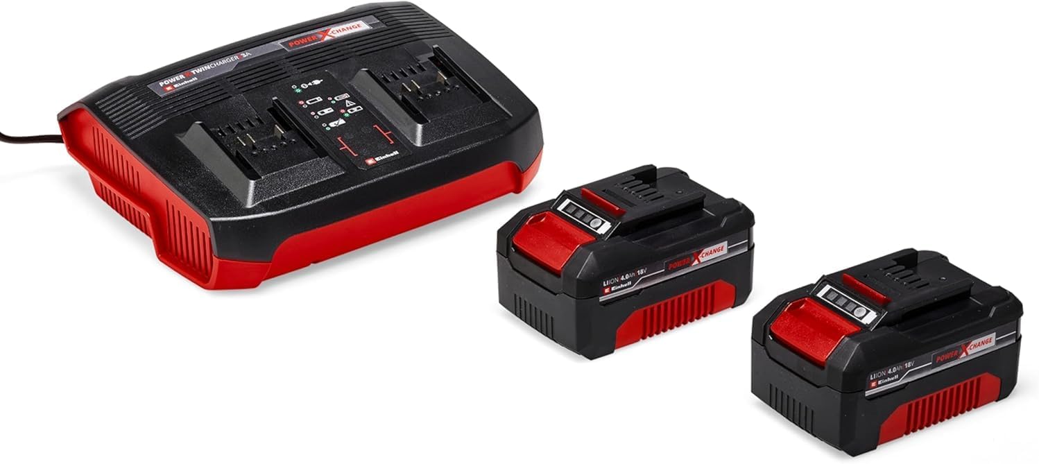 Einhell Akku-Vertikutierer-Lüfter GE-SA 36/35 Li Power X-Change (36 V, Brushless, 35cm Messerwalze, 28L Fangsack, einstellbare Arbeitstiefe, inkl. 2x 4,0 Ah Akku und Twincharger)