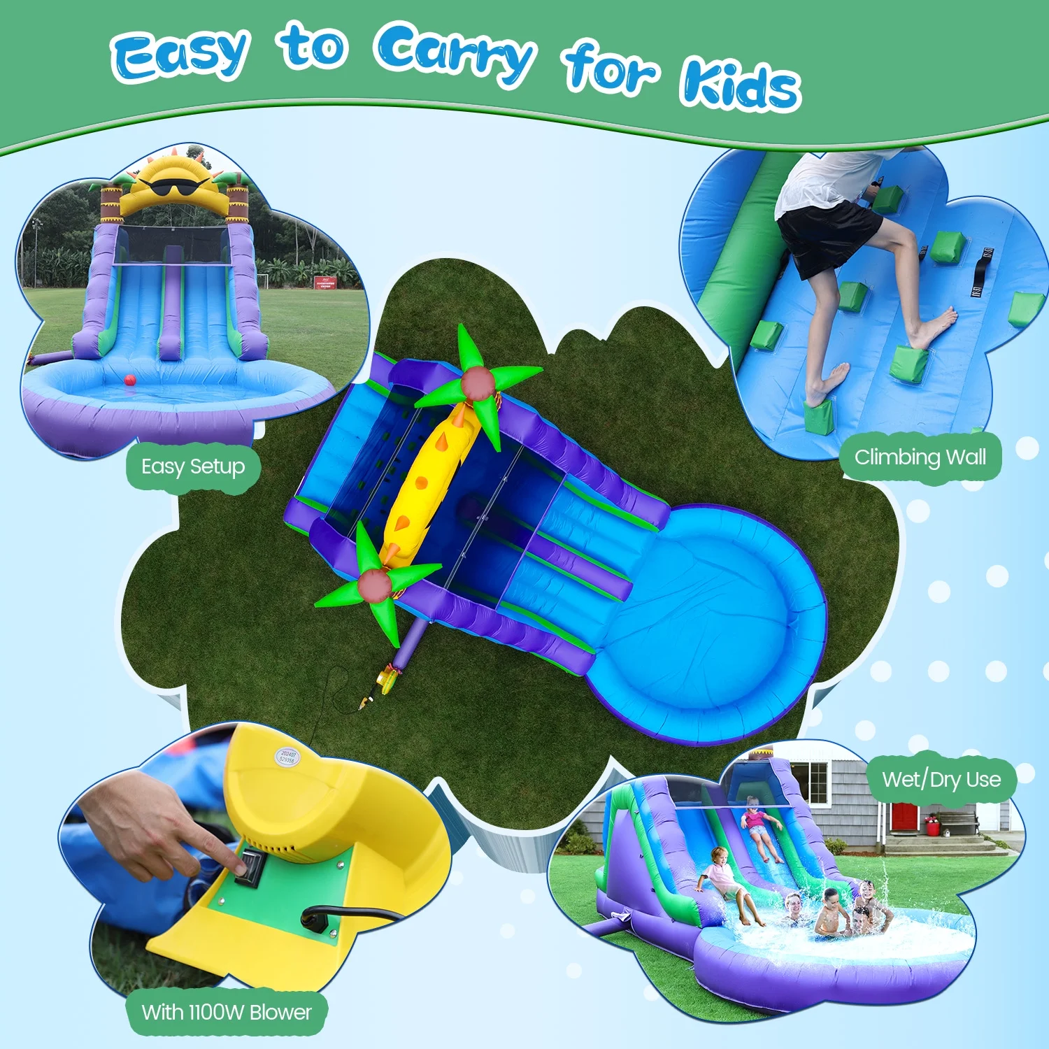 Relunch 26FT Inflatable Double Water Slide for Kids & Adults, PVC Inflatable Water Park with Blower, Giant Splash Pool for Backyard & Outdoor Fun, 26'L x 12'W x 14'H