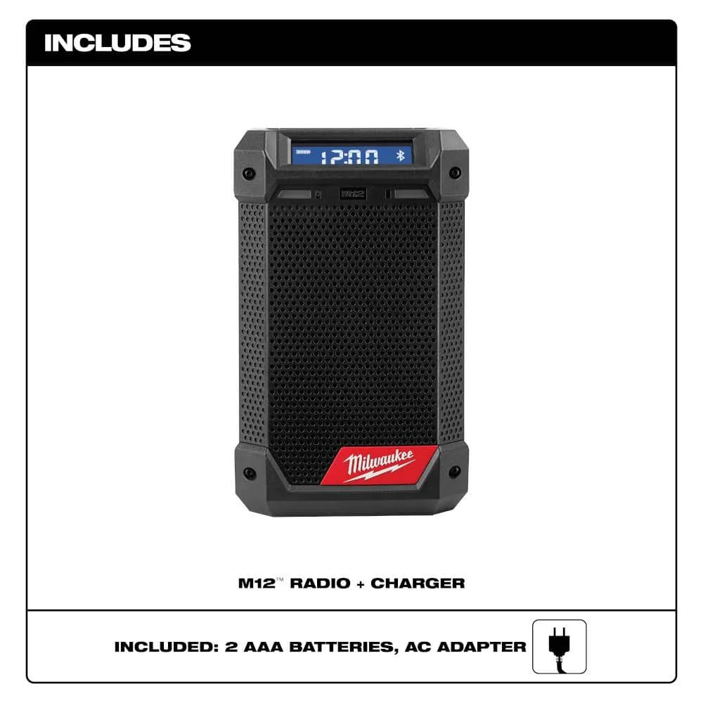 M12 12-Volt Lithium-Ion Cordless Bluetooth/AM/FM Jobsite Radio with Charger 2951-20