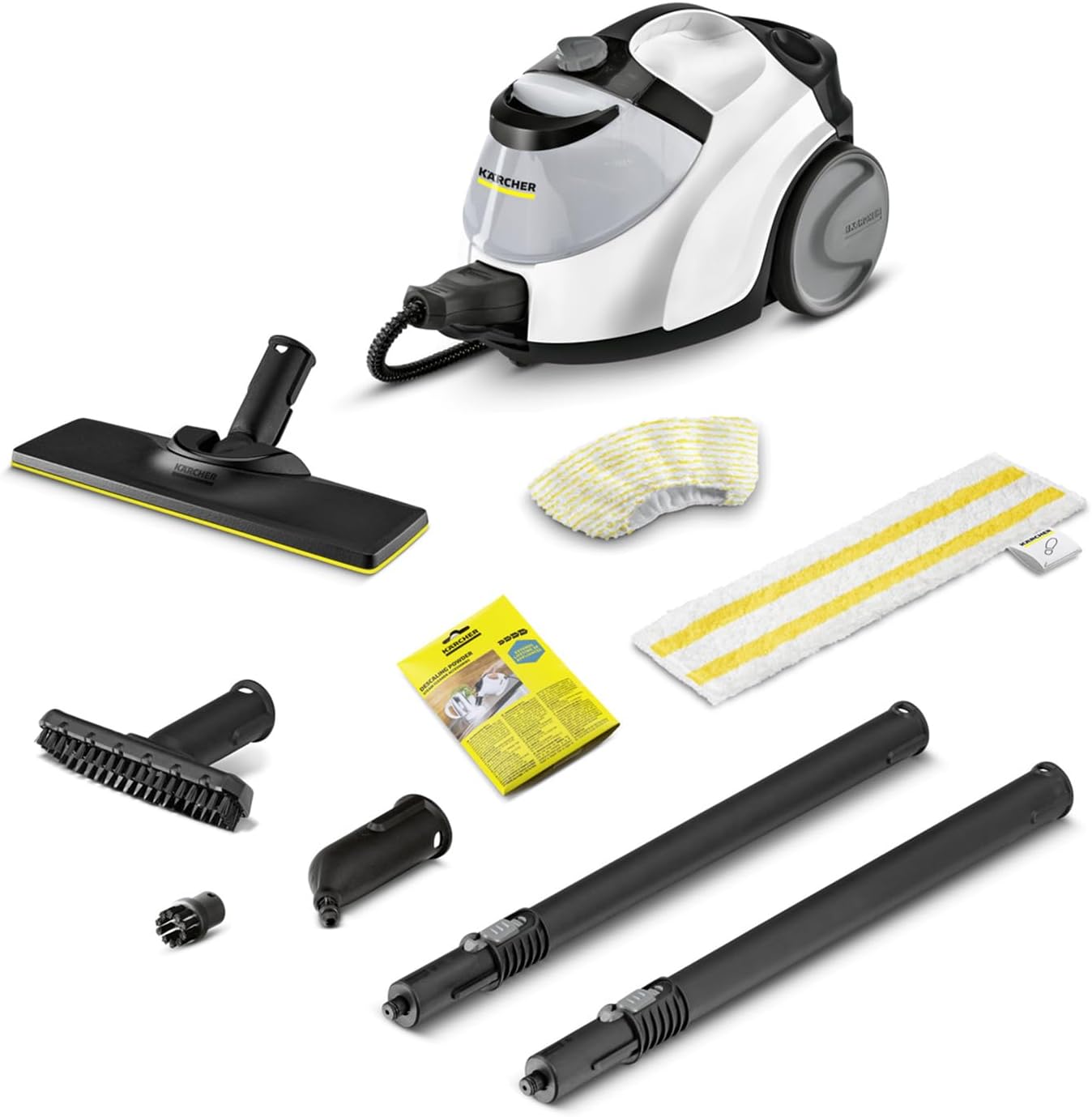 Krcher Dampfreiniger SC 5 EasyFix Iron Plug mit Heiwasser-Zuschaltung, Dampfdruck: 4,2 bar, Aufheizzeit: 3 min., Flche: ca. 150 m, Tank: 0,5 l + 1,5 l, Bodenreinigungsset EasyFix und Düsen