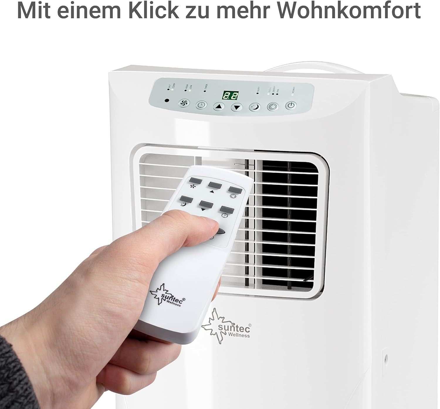 SUNTEC Mobiles Klimagerät Impuls 2.6 Eco R290 – Klimaanlage mobil und leise mit Abluftschlauch – Kühler & Entfeuchter für Räume bis 34 qm – Mobile Kühlung für Wohnung & Büro – 9.000 BTU | 2600 Watt