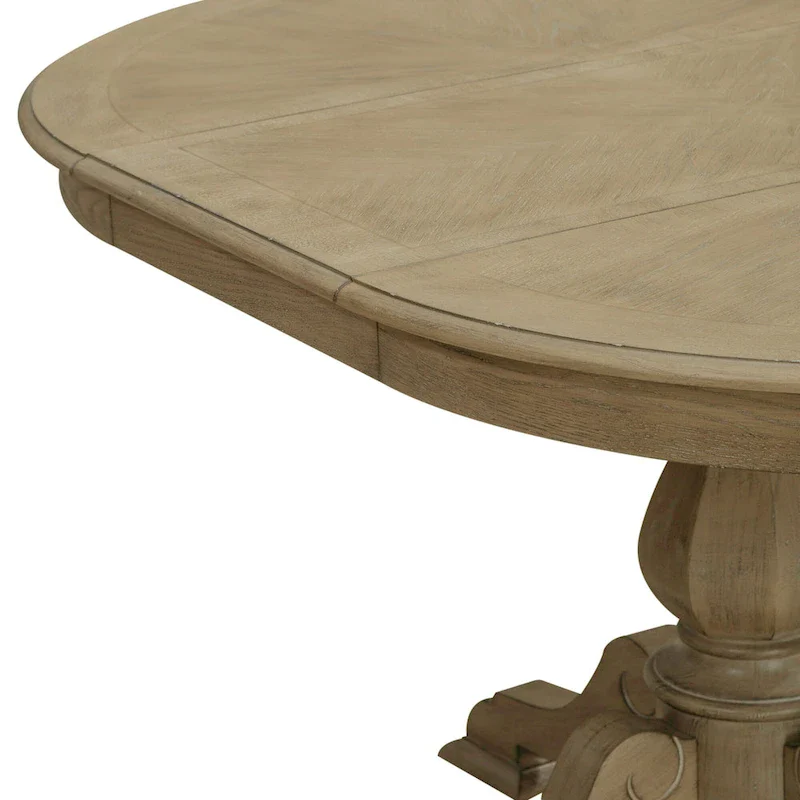 White Pedestal Dining Table with 4 Upholstered Chairs