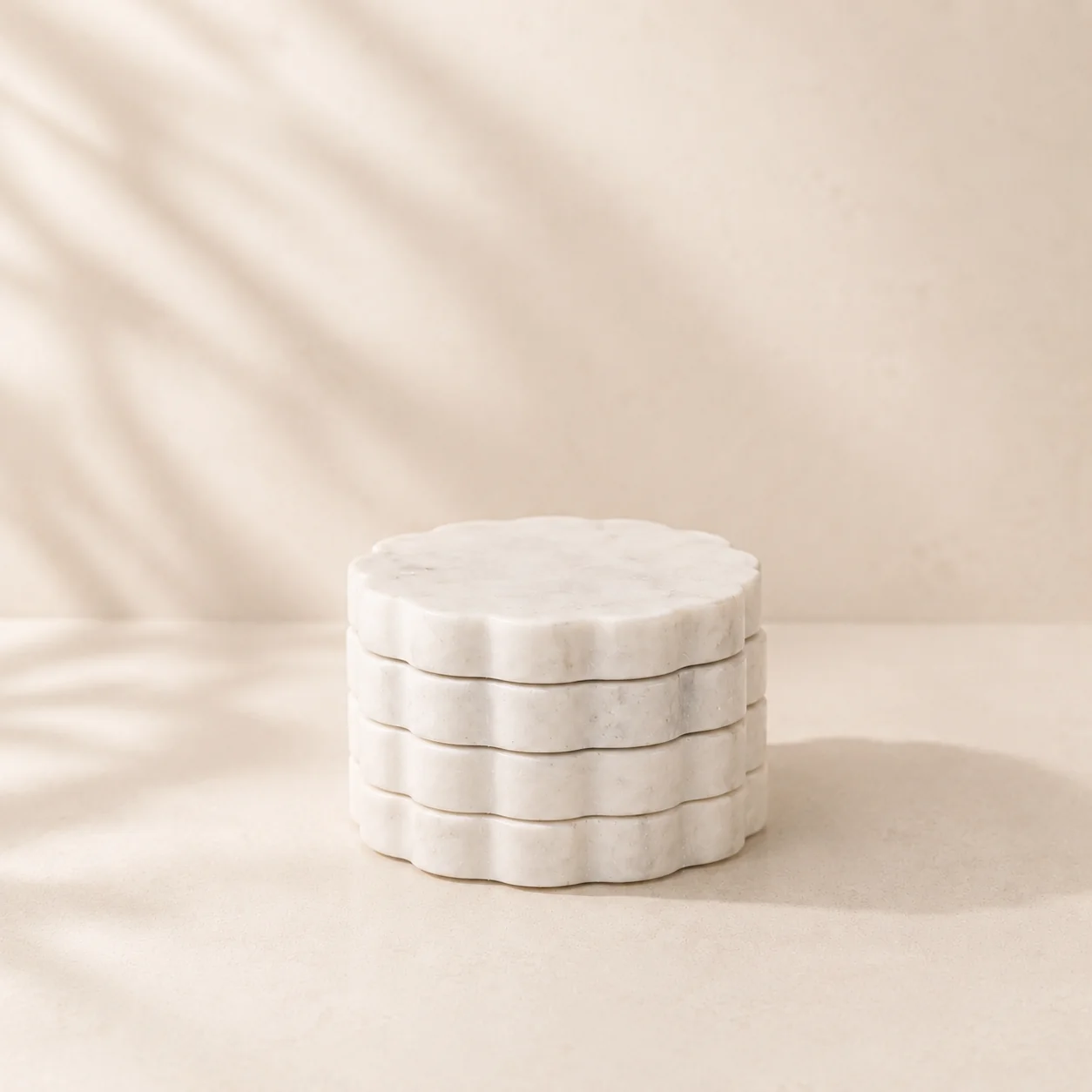 White Marble Scalloped Coasters