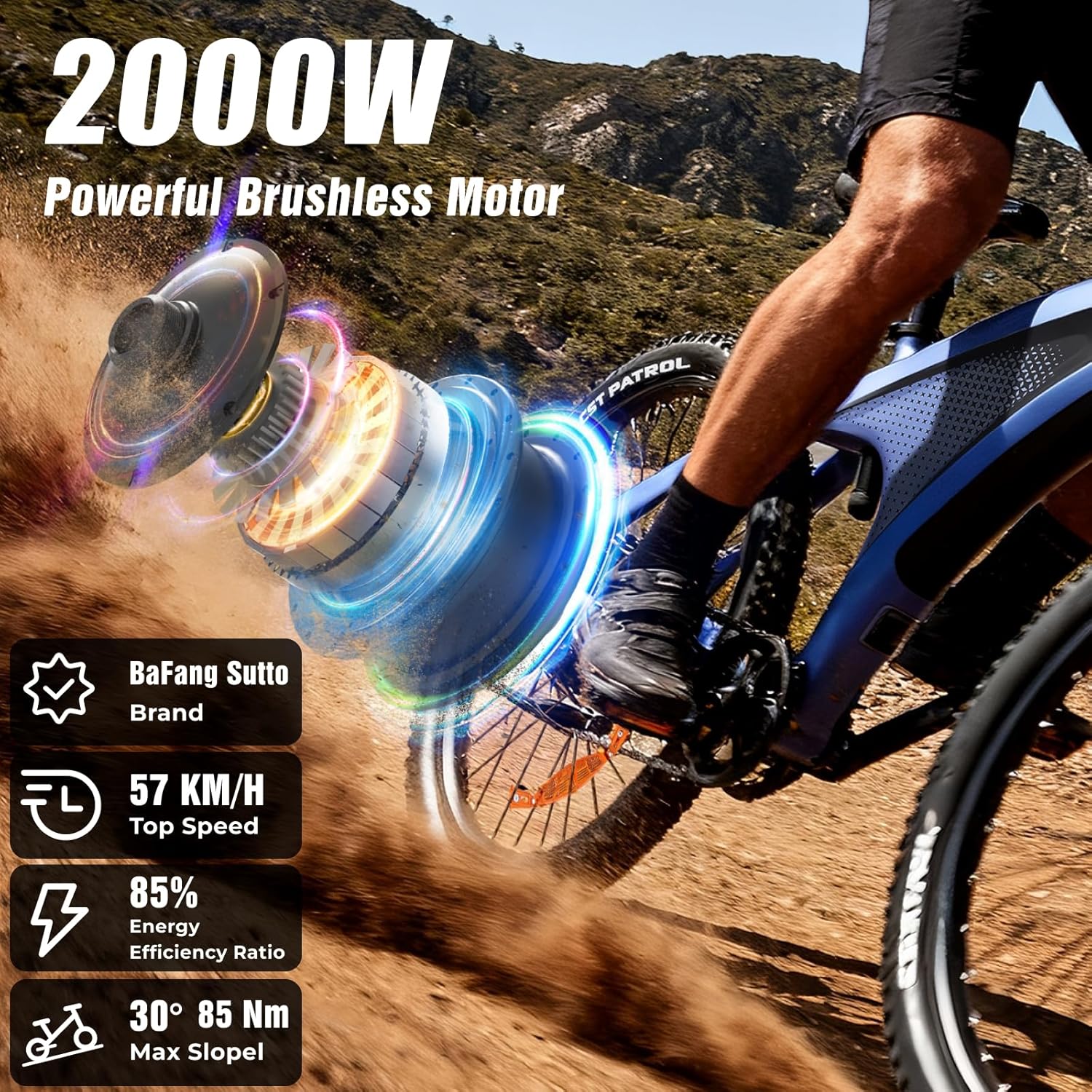 HX Q5 Bicicleta Eléctrica Montaña para Adultos con Carga rápida 48V 20AH Batería Extraíble,27.5