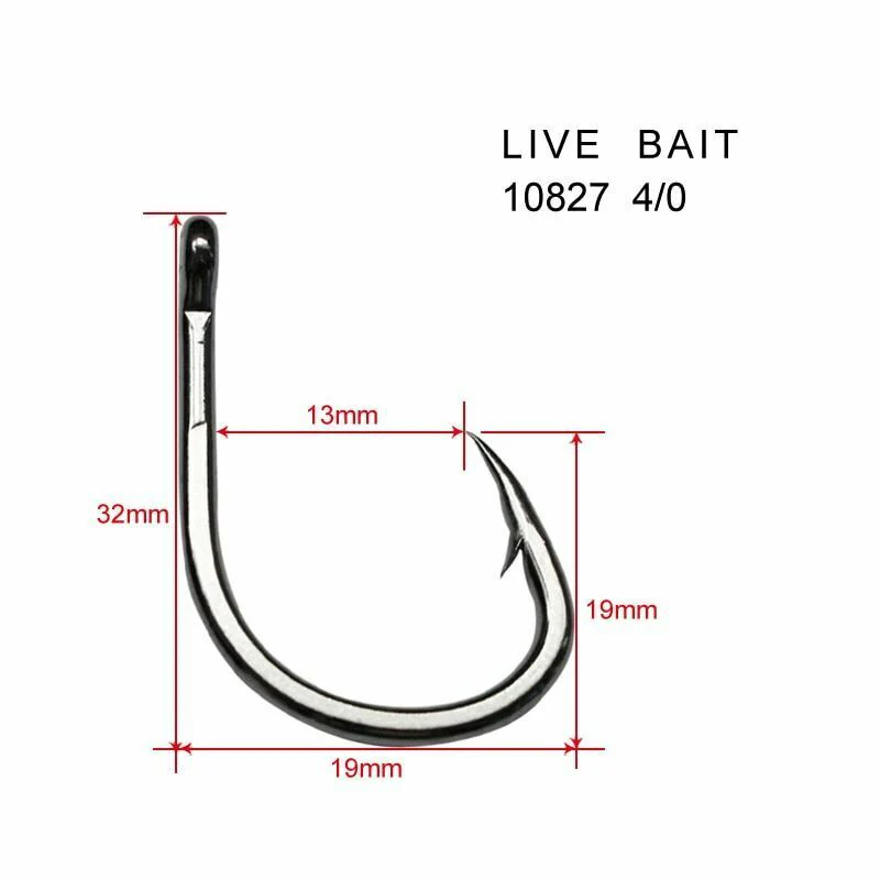 20Pcs Chemically Sharpened 4X Strong Live Bait Hooks Size 4/0 Fishing Tackle