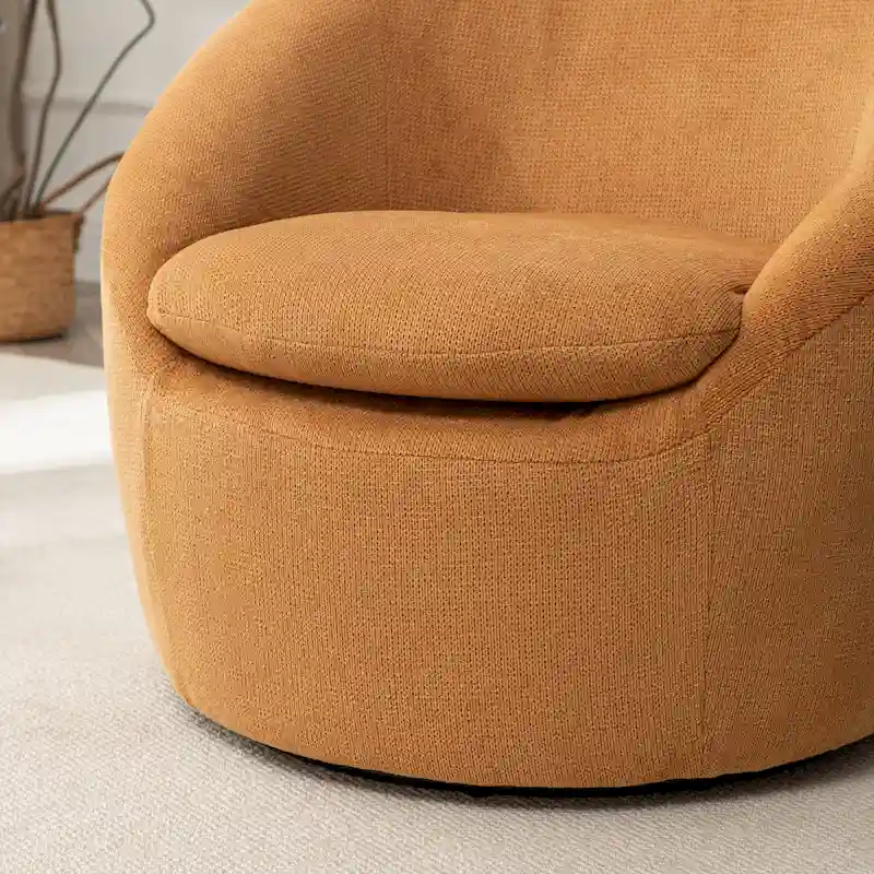 Swivel Barrel Chair - 360° Rotation - Boucle Fabric
