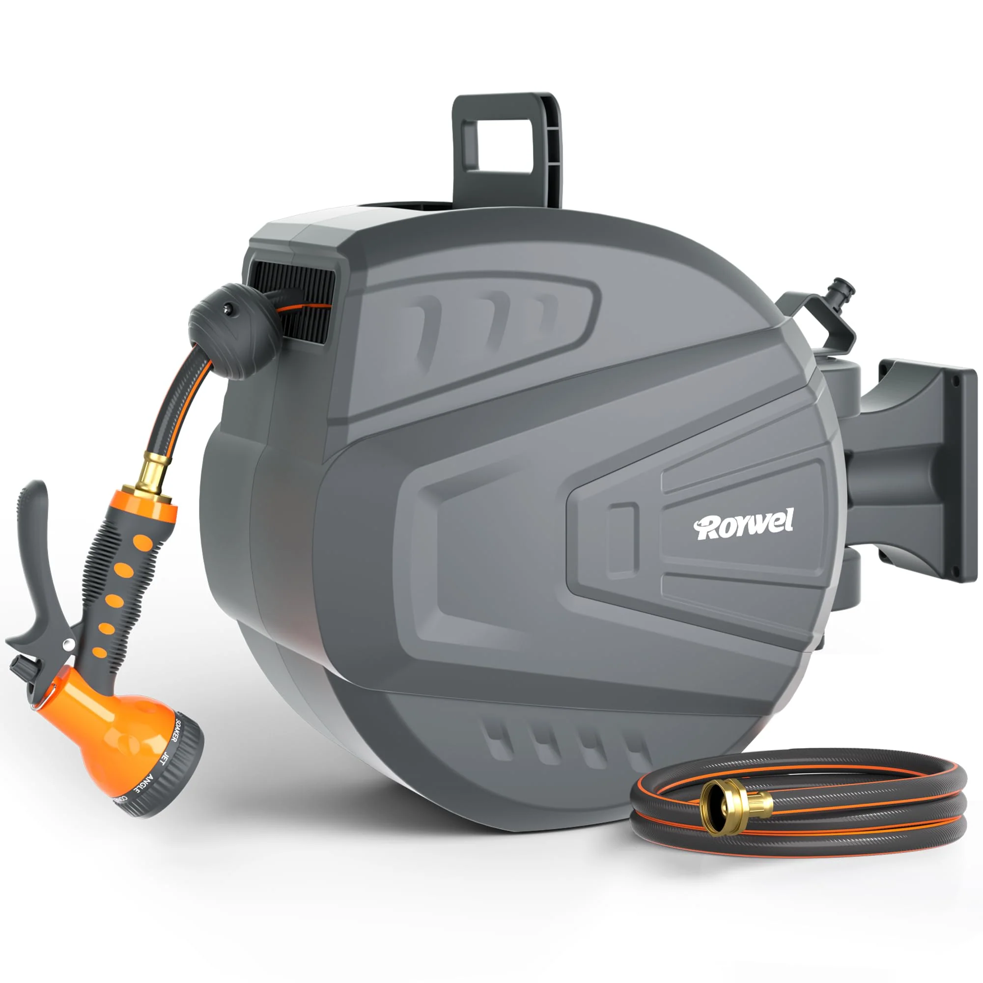 Roywel Garden Hose Reel with Retractable Hose 65ft x 1/2