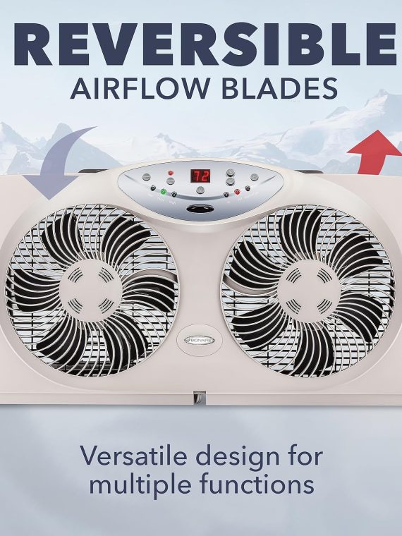 2025 Bionaire 8.5′′ Twin Window Fan with Reversible Airflow  3 Speeds  Remote Control