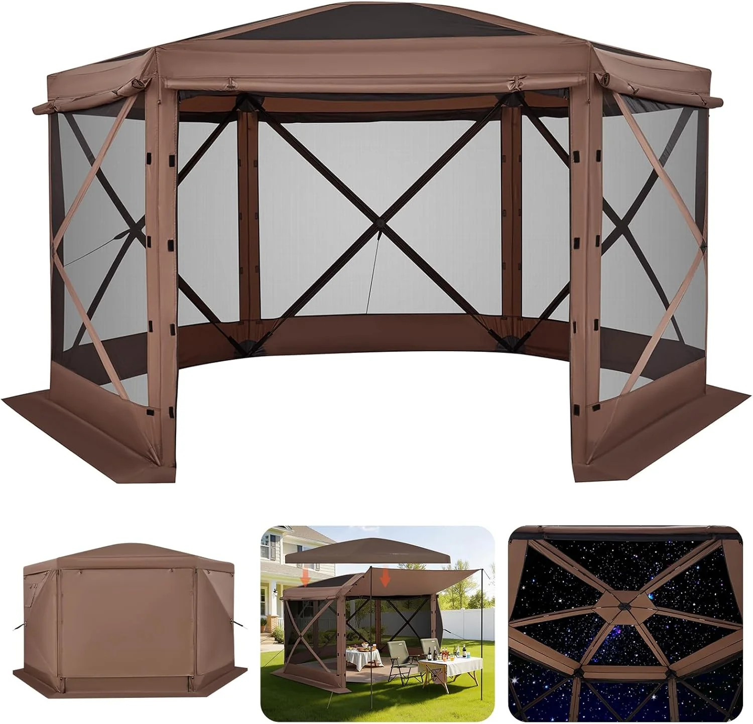 VEVOR 12x12ft Pop Up Gazebo Tent with Mosquito Netting, 6 Removable Wind Panels