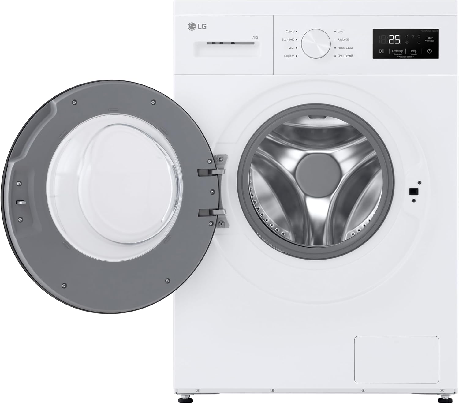 LG F4NA10S7NWK Lavatrice 7 kg Slim a Carica Frontale Serie A1, Classe A, 1400 Giri, Programma Igiene con Vapore, Lavaggio Rapido, Programma Lana, Libera Installazione, Design Essenziale, White