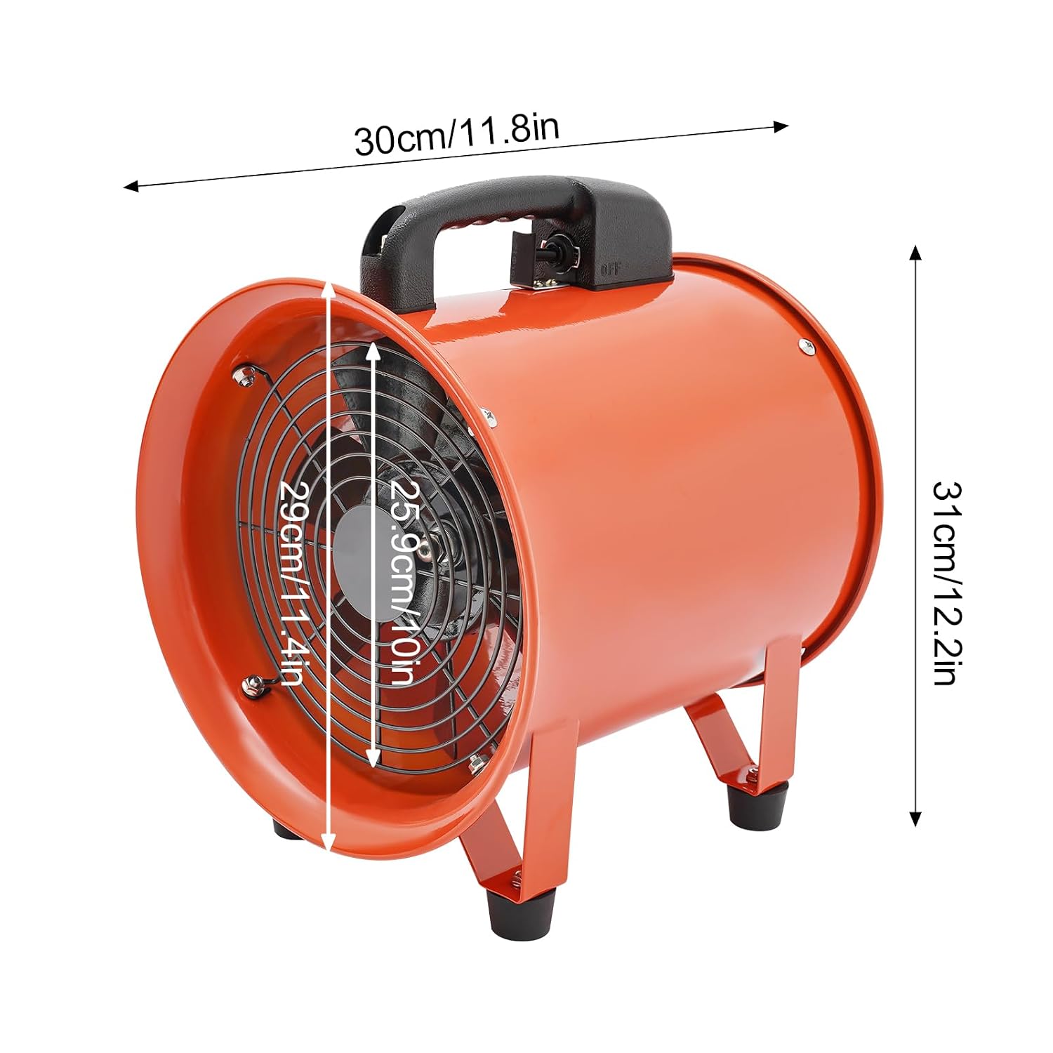 320W Axialgebläse Gebläseventilator mit 10m Druckluftschlauch Tragbare Axialventilator 2800rpm Industrieventilator für Kellern, Werften, Bauernhöfen Getreidelagern