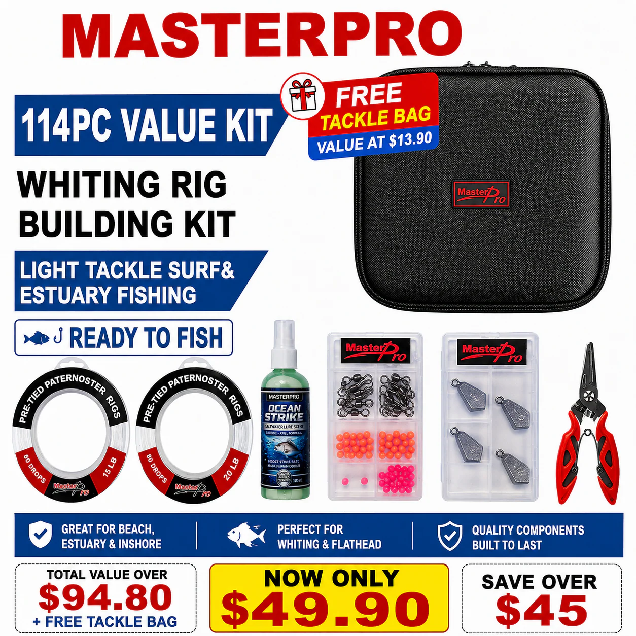MASTERPRO 144PC WHITING RIG BUILDING KIT, Value is Over $90+, Now Only is $49.00