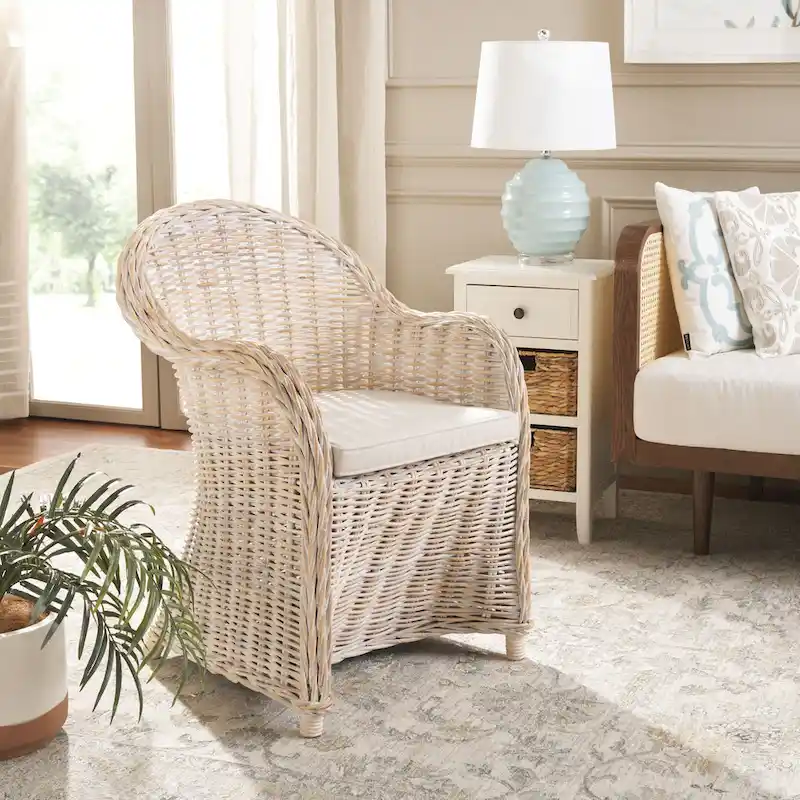 SAFAVIEH Sinja Yellow Rattan Club Chair - 24 x 26 x 35 - 24Wx26Dx35H