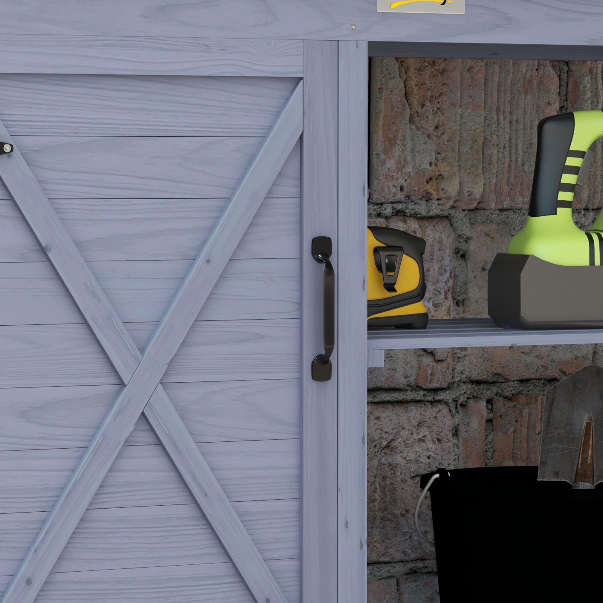 Outsunny Tuinset met opbergkast, aluminium werkblad, opbergruimte, 112x47x146cm, Grijs