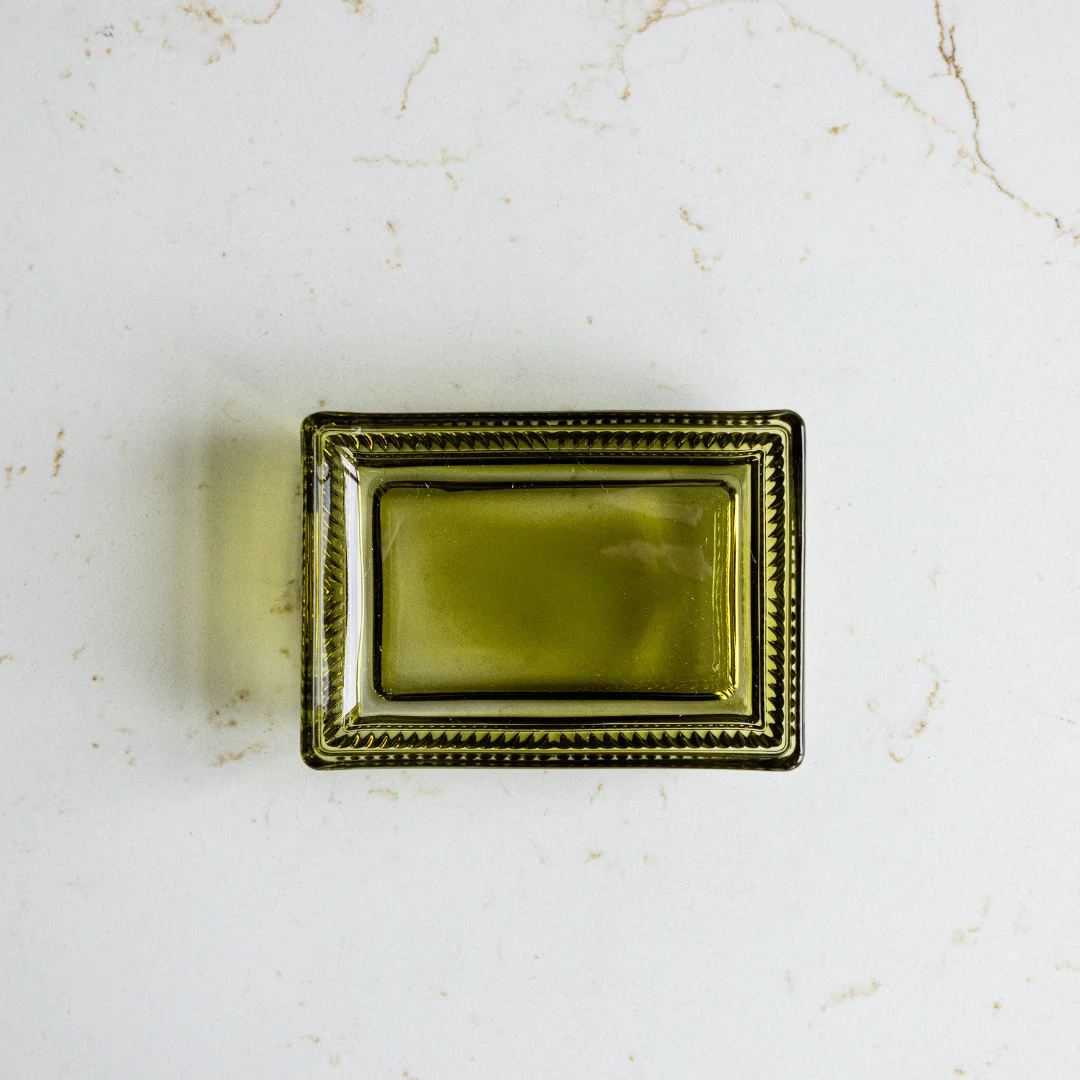 Olive Glass Soap Dish