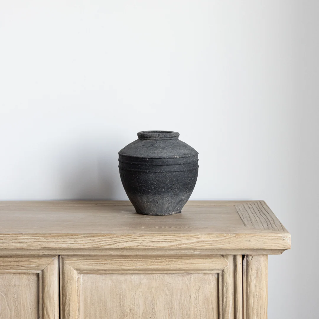 Charcoal Horizontal Lines Vase