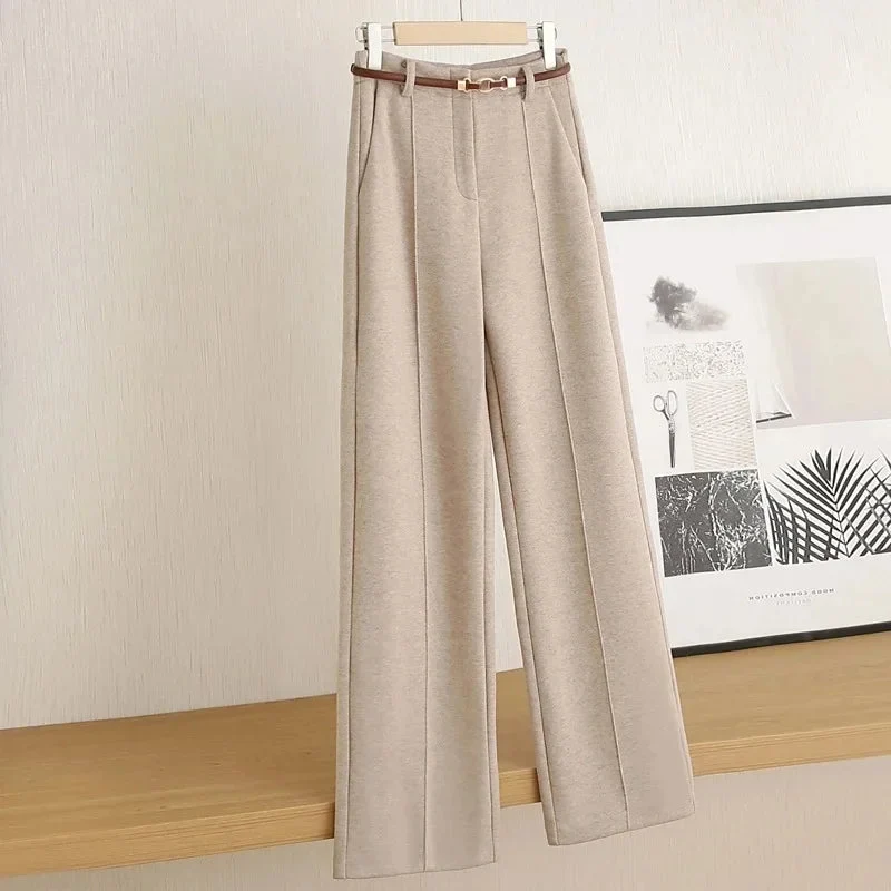 Women��s Wool Straight-Leg Trousers Soft Comfortable Fit