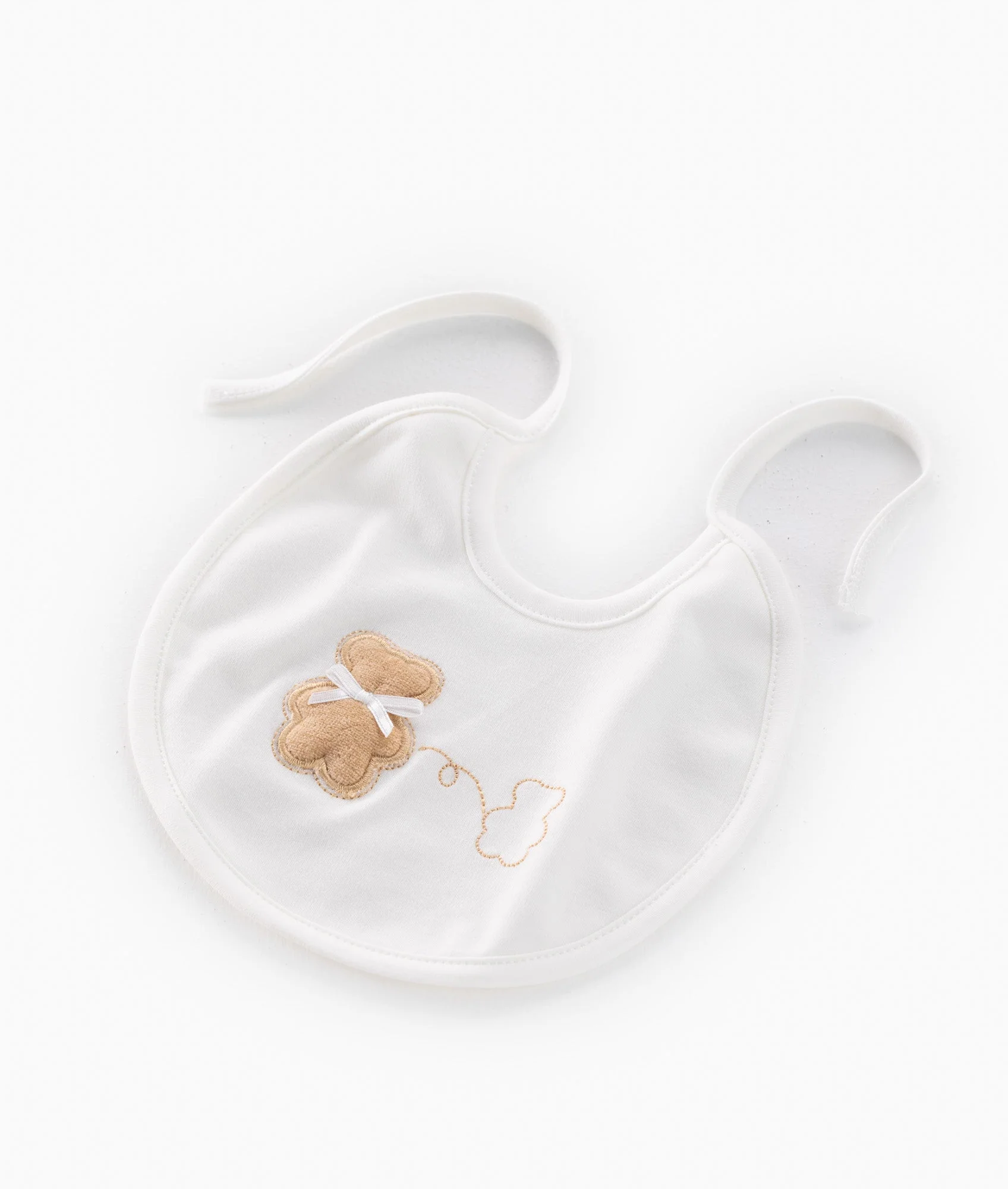Classic Baby Bib | White & Beige