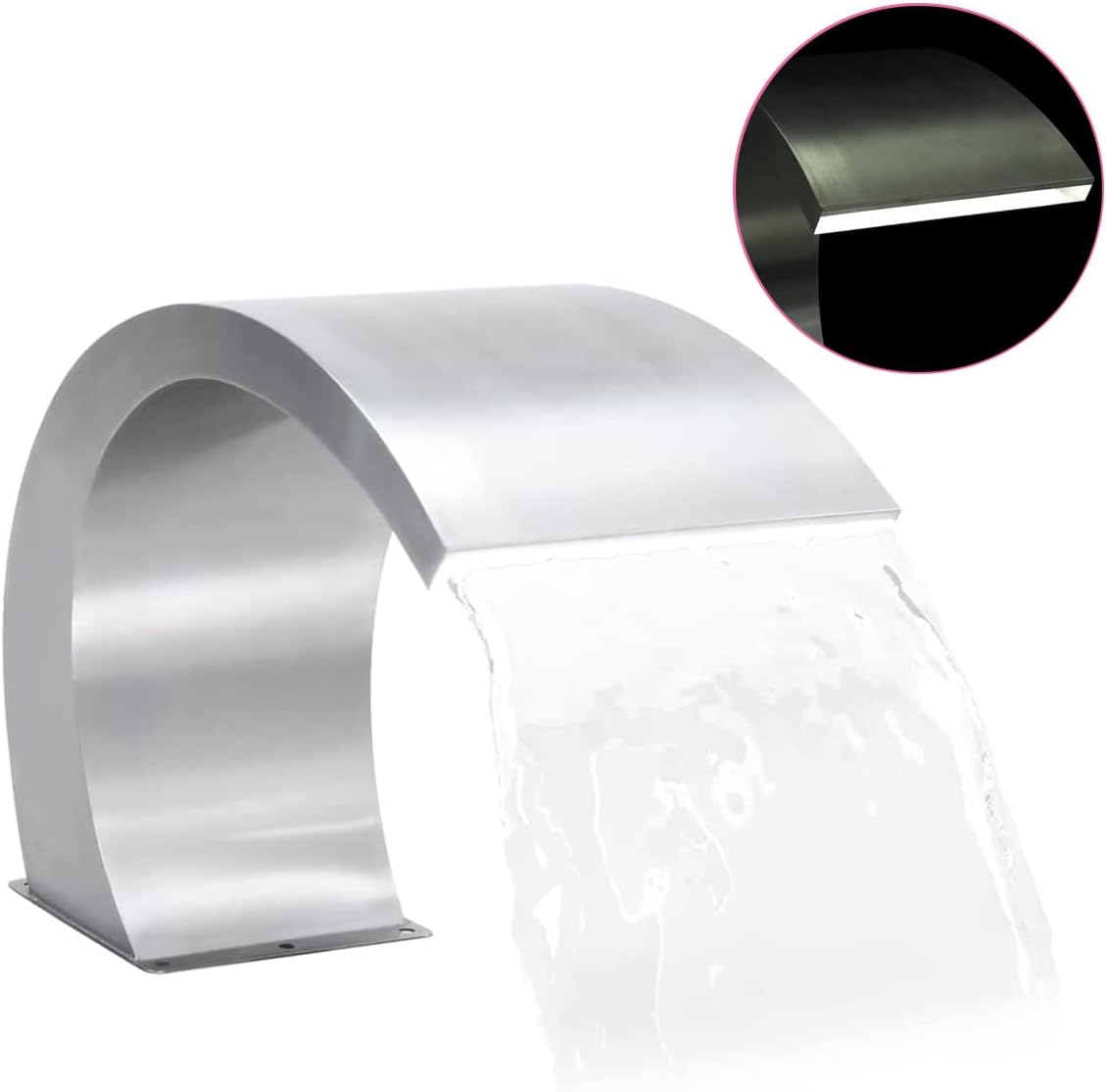 KOIECETA Pool-Wasserfall Schwalldusche Mit LED Edelstahl Schwallbrause Pool Wasserschwall Schwimmbad Wasserfontäne Wasserspiel Schwimmbecken Pool Fontäne mit Zubehör