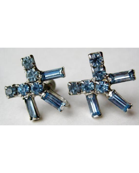 1950s Atomic Diamante Screw Clip Earrings