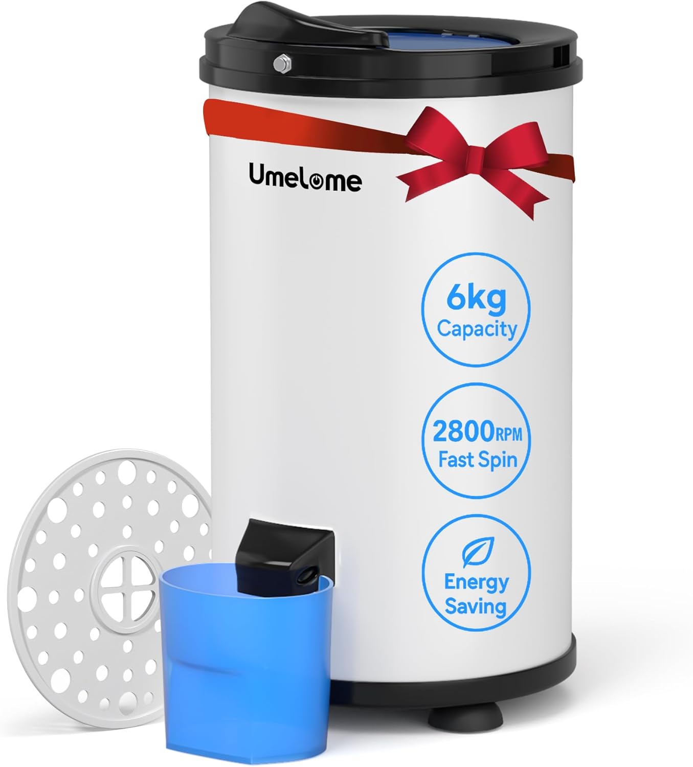 Asciugatrice a centrifuga da 6 kg, asciugatrici rotanti a risparmio energetico ed energia, asciugatrice da 2800 giri/min, Bianco [Classe di efficienza energetica A+++]