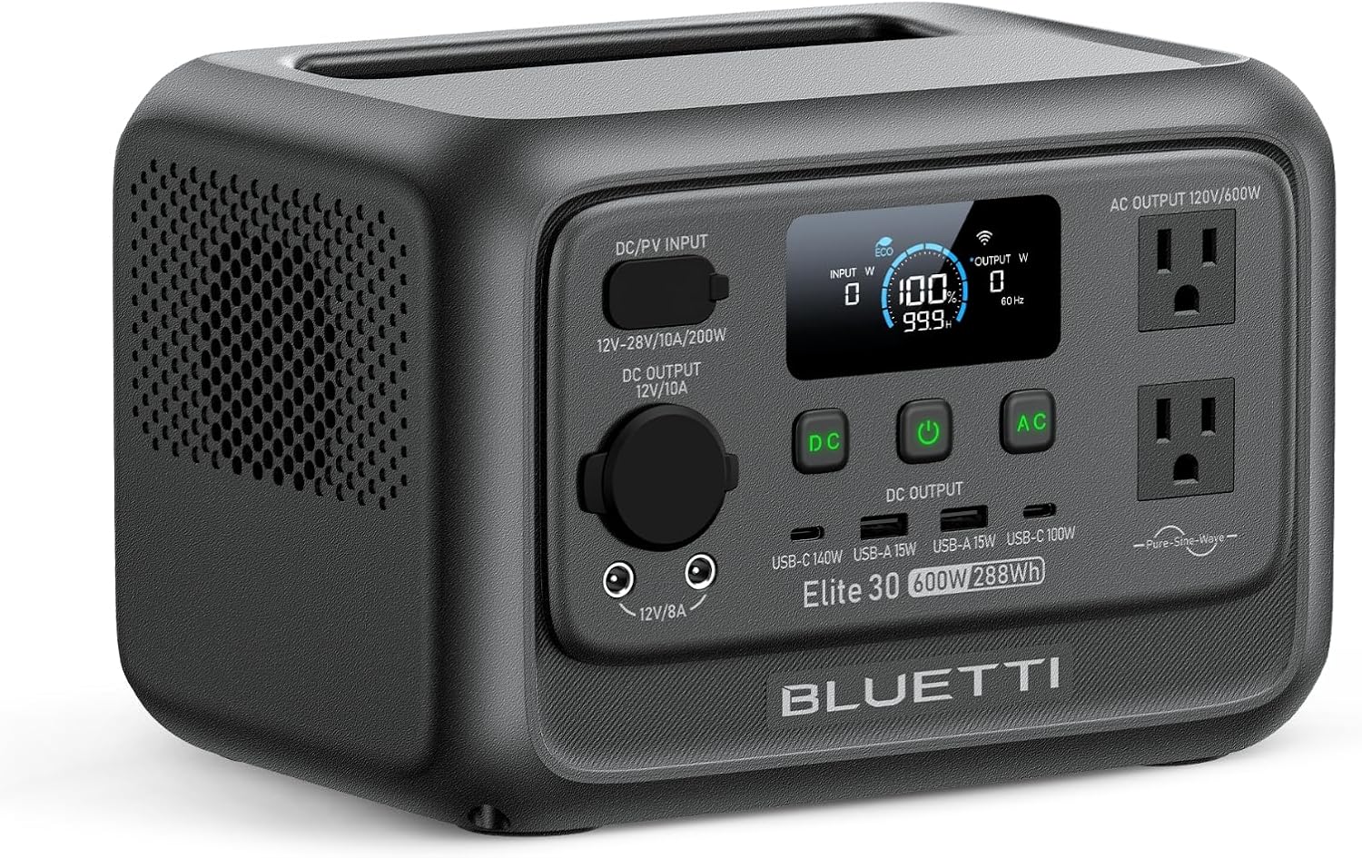BLUETTI Elite 30 V2 Portable Power Station 600W (Power Lifting 1500W)  288Wh LiFePO4 Battery with 10ms UPS  Emergency Backup Power for Home Blackout/Winter Storm  Solar Generator for Camping/Road Trip