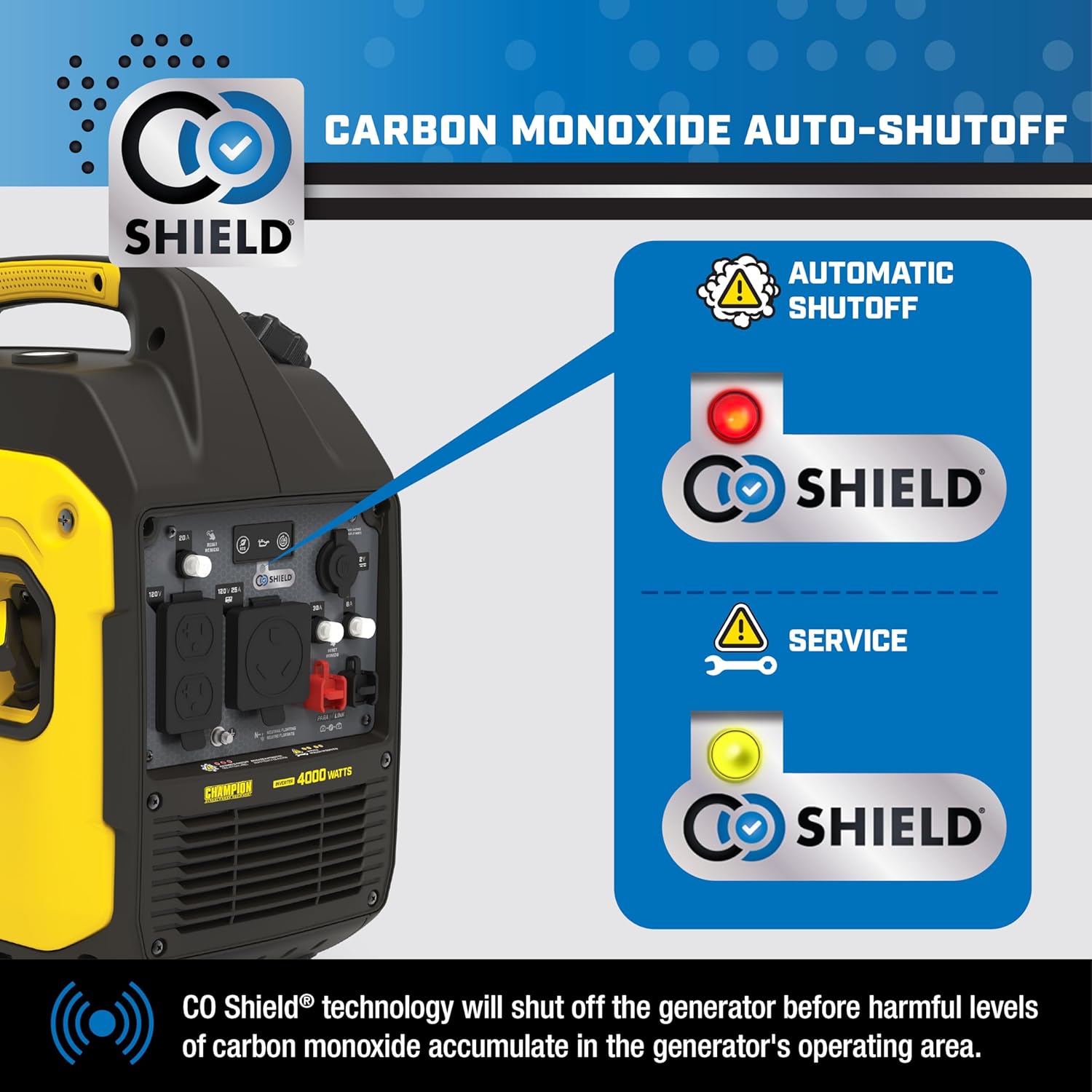 Champion Power Equipment 4000-Watt RV Ready Portable Inverter Generator with Quiet Technology and CO Shield