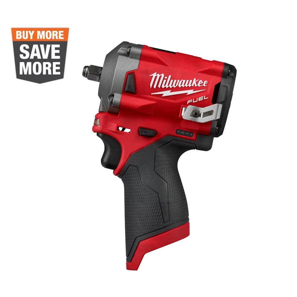 Milwaukee M12 FUEL 3/8″ Szénkefementes rövid ütvecsavarozó, 250 ft-lbs nyomaték, akkumulátor és töltő nélkül