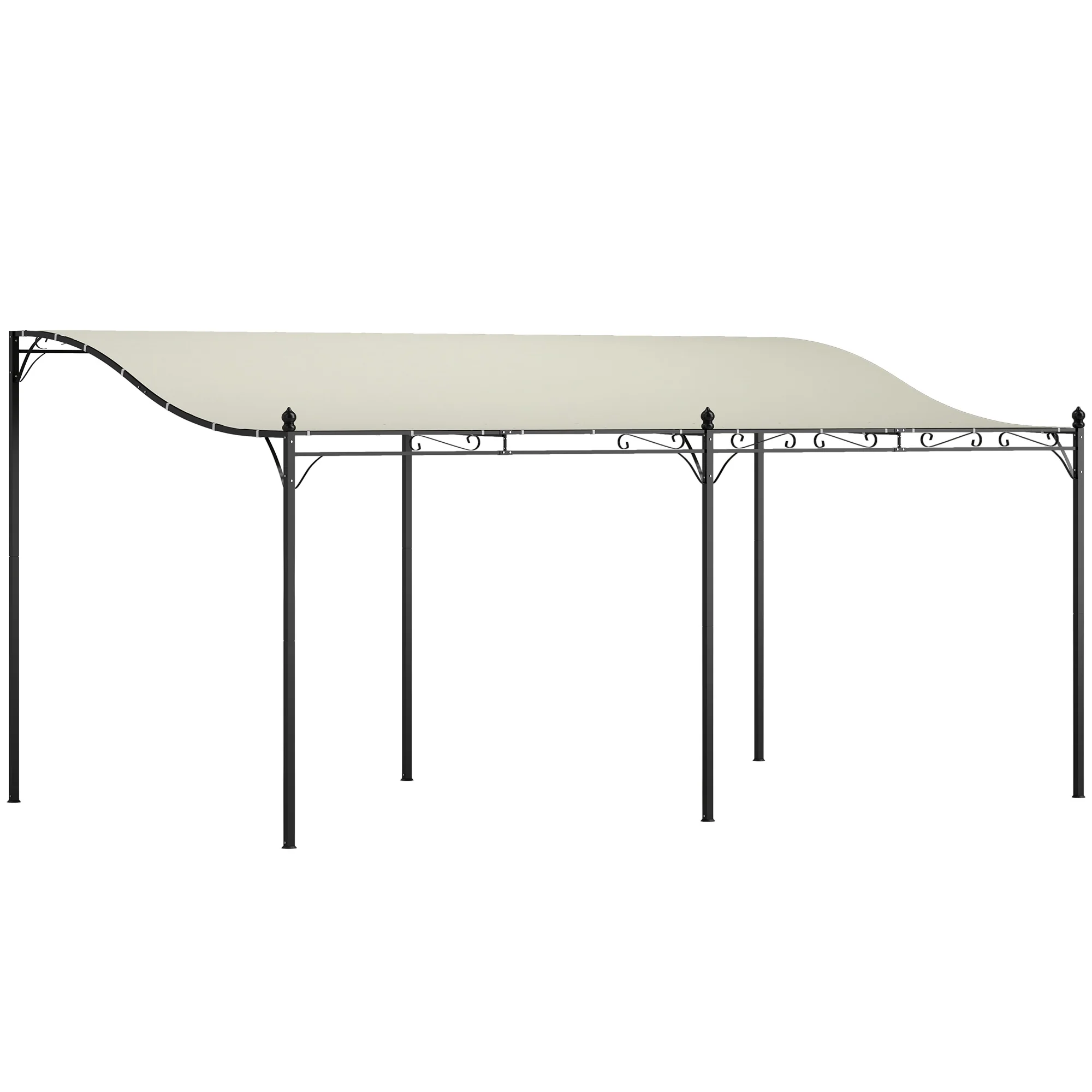 Outsunny 3 x 5 m Pergola, Flexibel Tuindak met Waterdichte Zeil en Metalen Frame, Schaduwplek, Crèmewit
