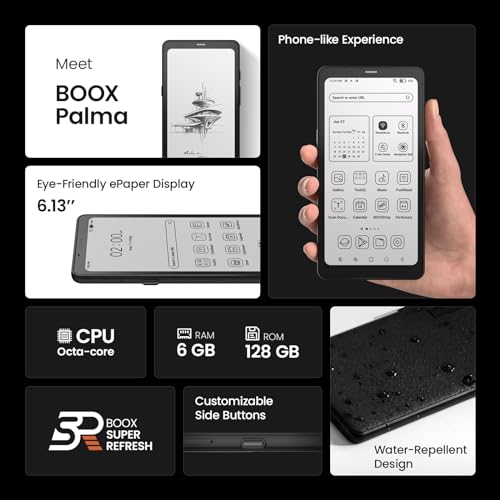 BOOX Palma 6.13" Mobile eCarta Reader 128 GB Android 11 Luce E Ink Fotocamera (Bianco) : Elettronica