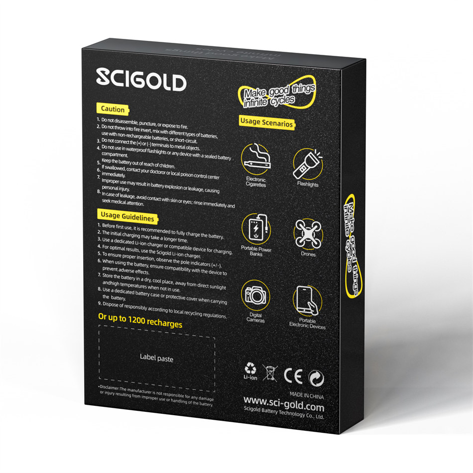 18650 12600mWh Scigold Rechargeable Batteries