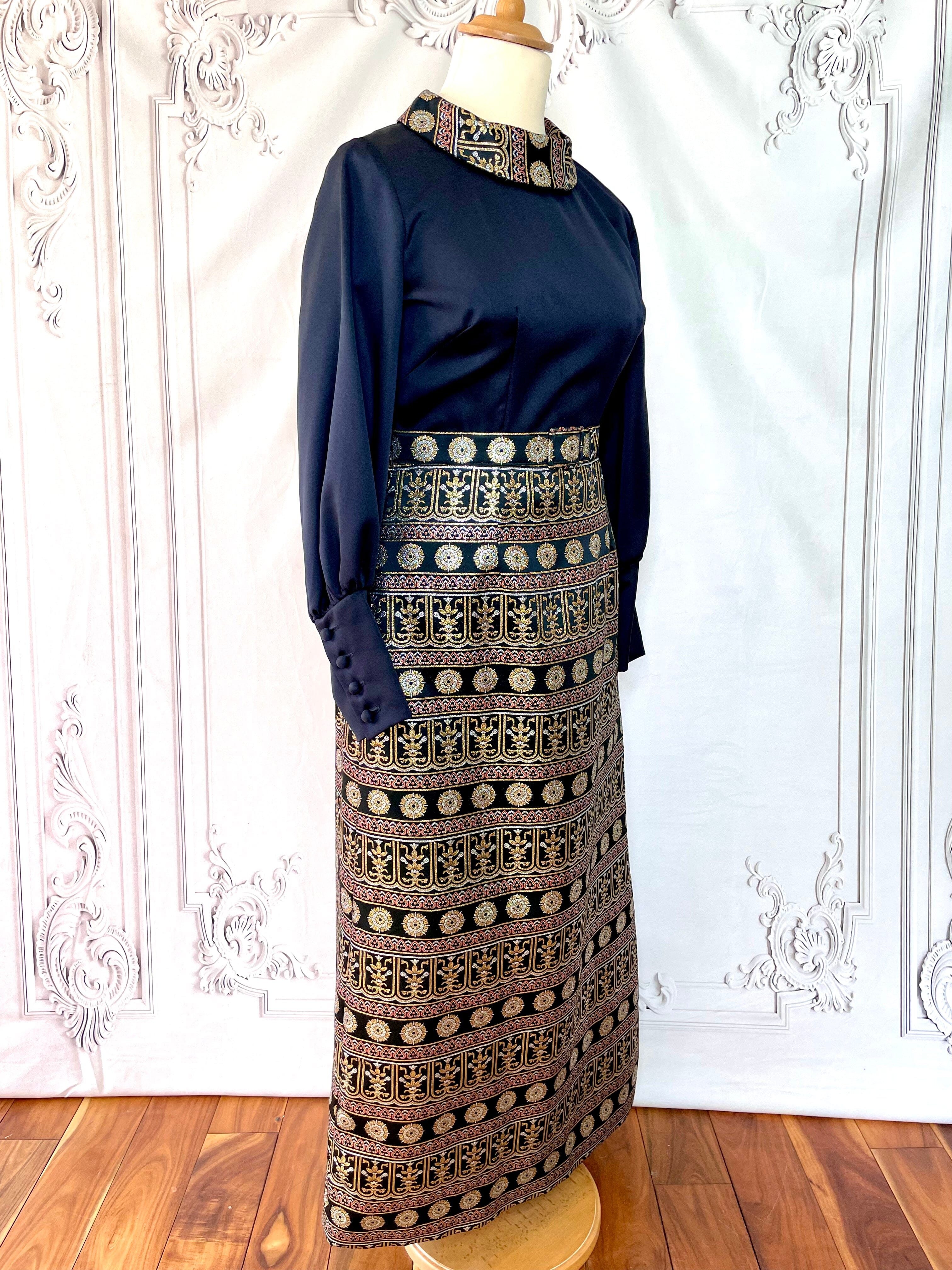 1960s Wyndale Metallic Brocade Maxi Dress