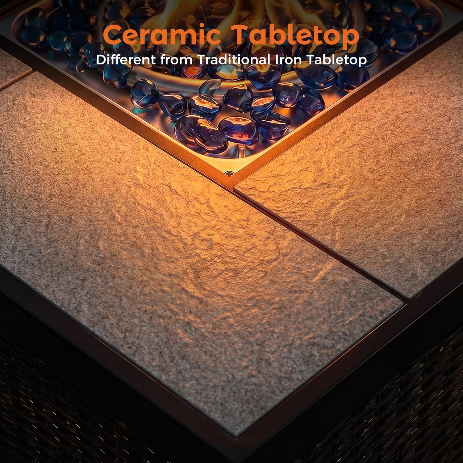 BALI OUTDOORS Propane Gas Fire Pit Table 32 inch 50,000 BTU Square Gas Firepits for Outside, Brown