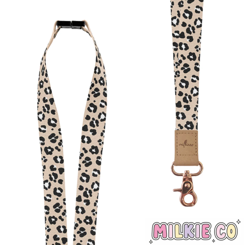 Blush Leopard Fabric Lanyard