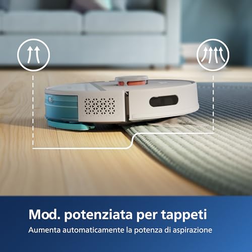 PHILIPS HomeRun Serie 3000 Robot Aspirapolvere e Lavapavimenti con Mappatura, Alta Potenza Asp.ne 4000 Pa, navigazione laser, 200 min funzionamento, per Tappeti e Peli di Animali, App WiFi, XU3000/02 : Casa e cucina