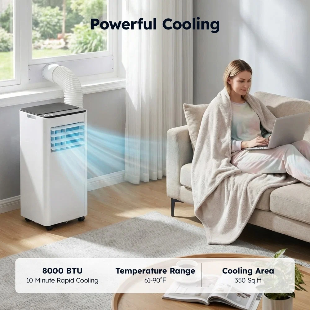 Portable Air Conditioner 8000 BTU, Portable Ac Unit up to 550 Sq, White