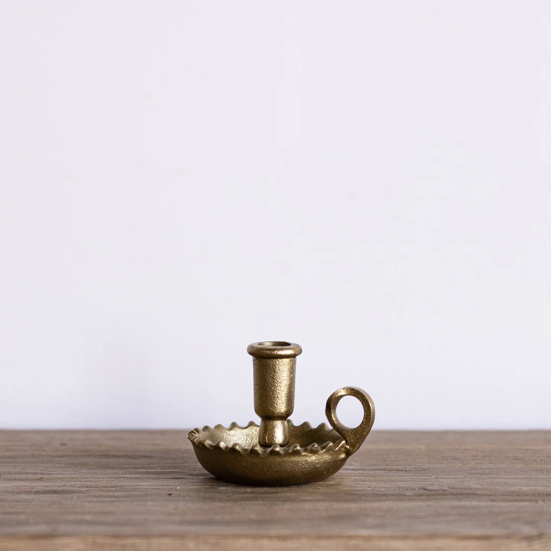 Scalloped Gold Taper Candle Holder