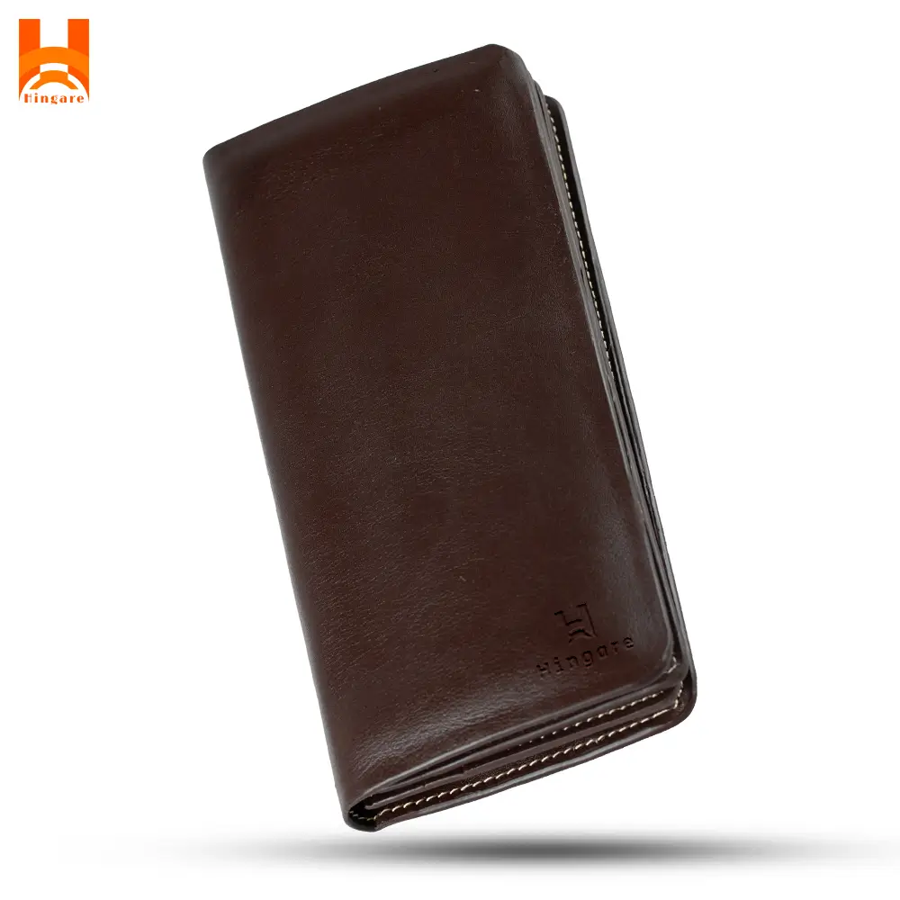 Plain Soft Full Genuine Leather Long Wallet Premium Quality Double Gadget Leather Wallet