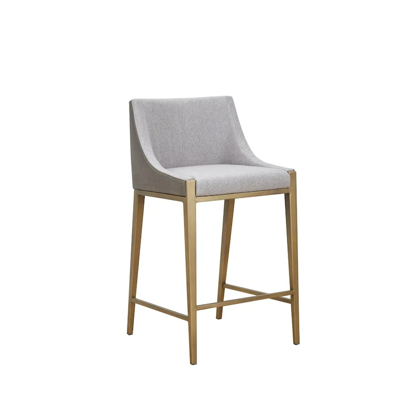 Modrest Fairview Contemporary Grey & Brass Counter Stool
