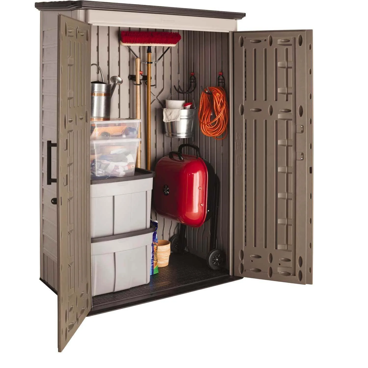 Rubbermaid garden shed, model 2025, 52 cubic feet (approx. 1.47 m3), weatherproof, lockable doors