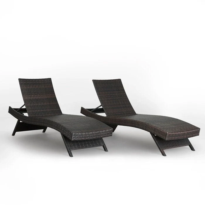All Weather Wicker Chaise Lounge - Set of 2