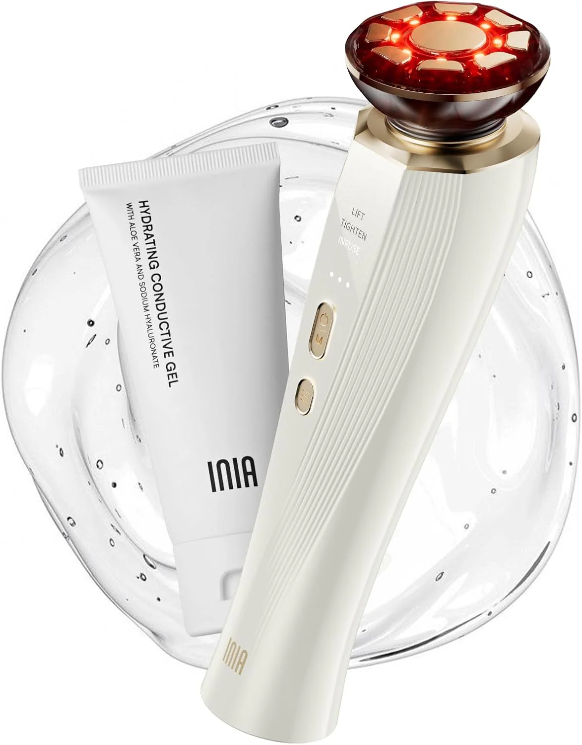 INIA 3-in-1 Red Light Therapy for Face and Neck Beauty Device for Puffiness & Skin Firming