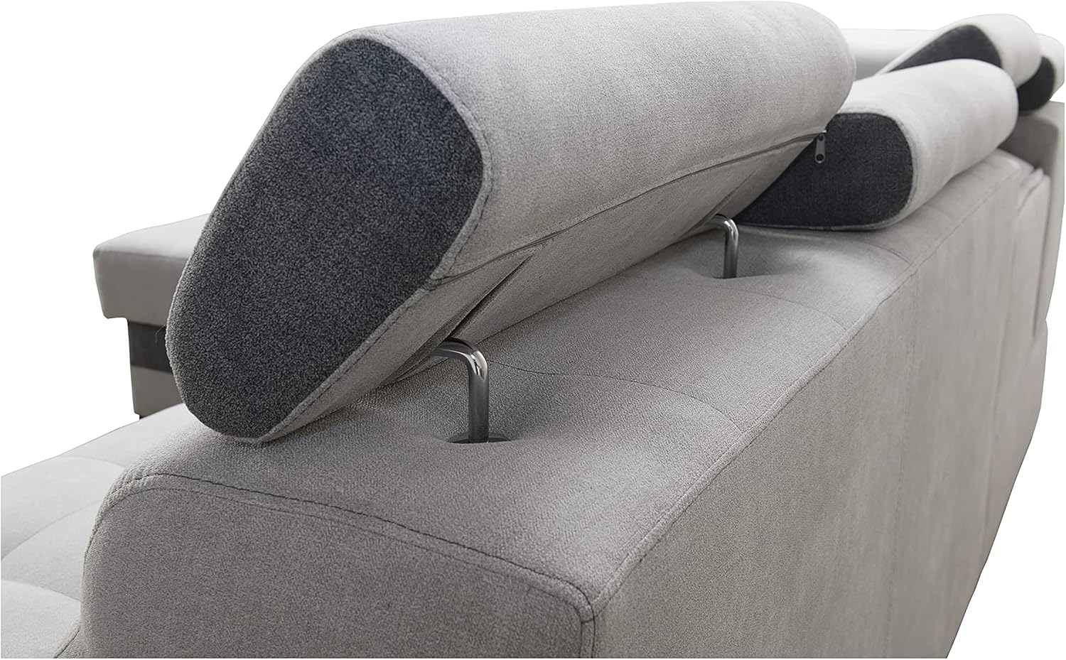 Robin Grand Divano angolare con funzione di letto cassetto per la biancheria due pouf poggiatesta regolabile angolo a sinistra grigio scuro 277 x 180 x 100