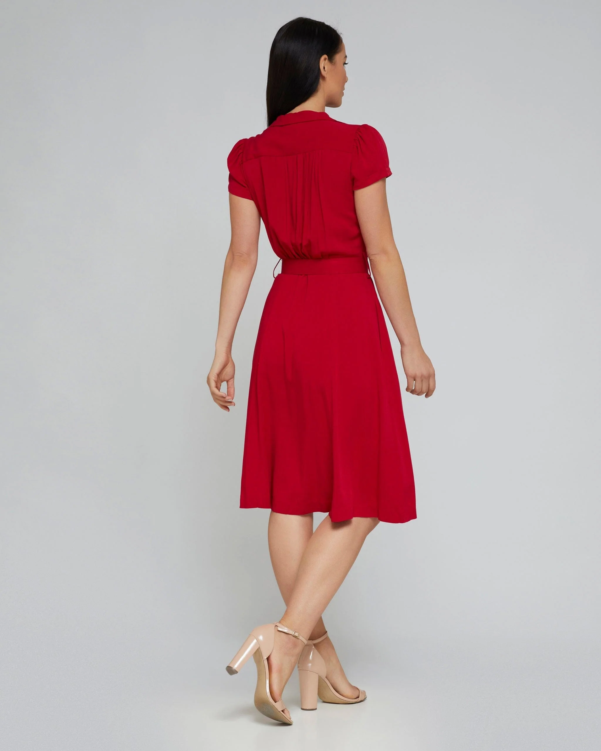 Evita Solid Rayon Shirt Dress