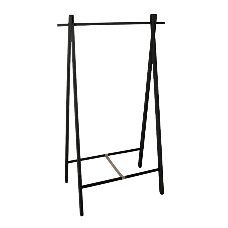 Stand Appendiabiti Daiki in Legno di Betulla Nero – Design Moderno con 6 Ganci, 91x50x151 cm