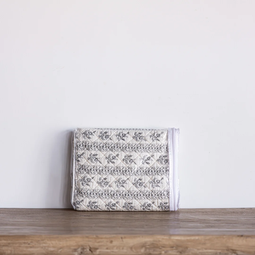 Indigo Floral Quilted Stripe Pillow Sham