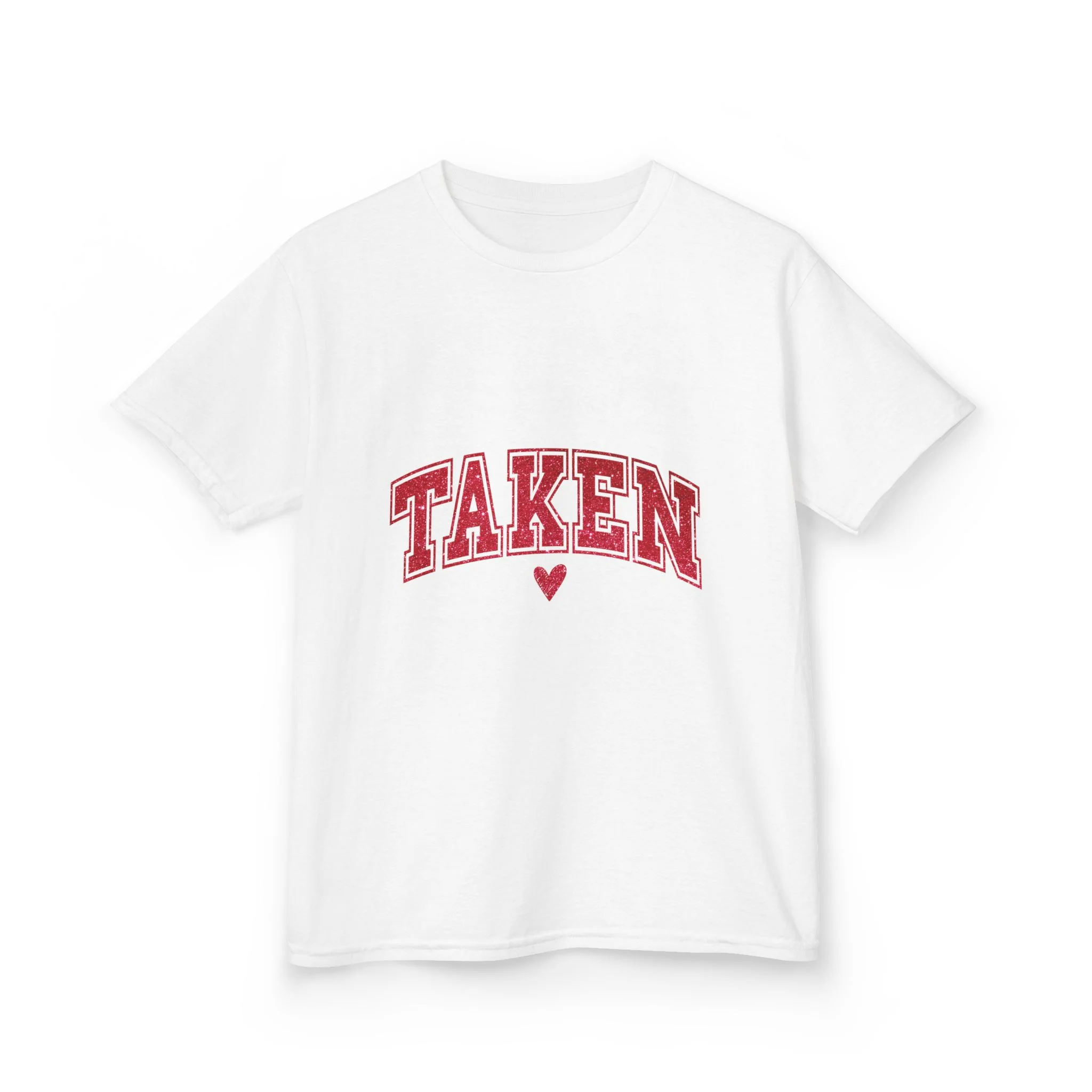 Taken Kids Tee | Red College Lettering, Small Heart
