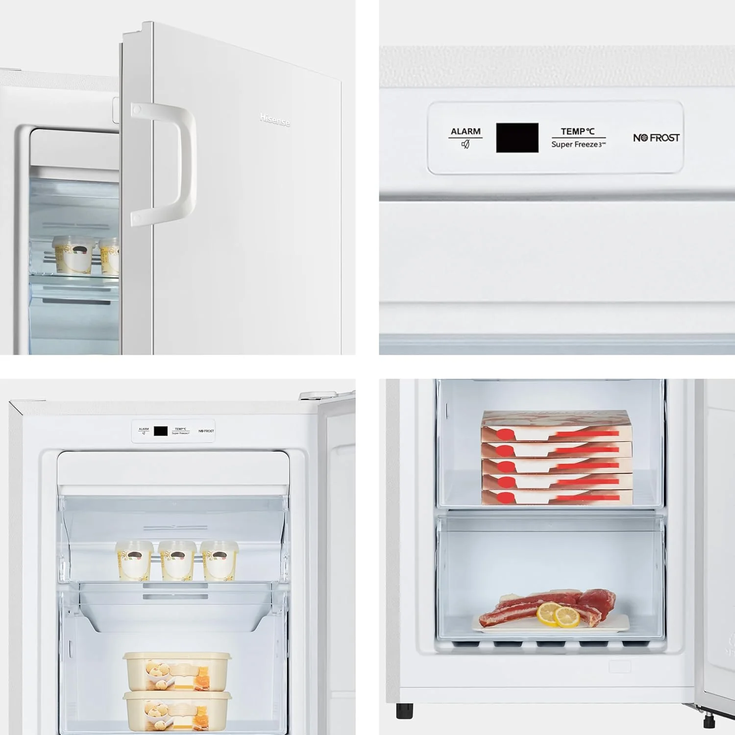 Hisense FV191N4AW2 Congelatore verticale/ Total No Frost/ Super Freeze/ Allarme porta/ Multiflow 360°/ BigBox/ 143,4 cm/ Congelatore 147 l/ 41 dB/ 205 kWh/Bianco